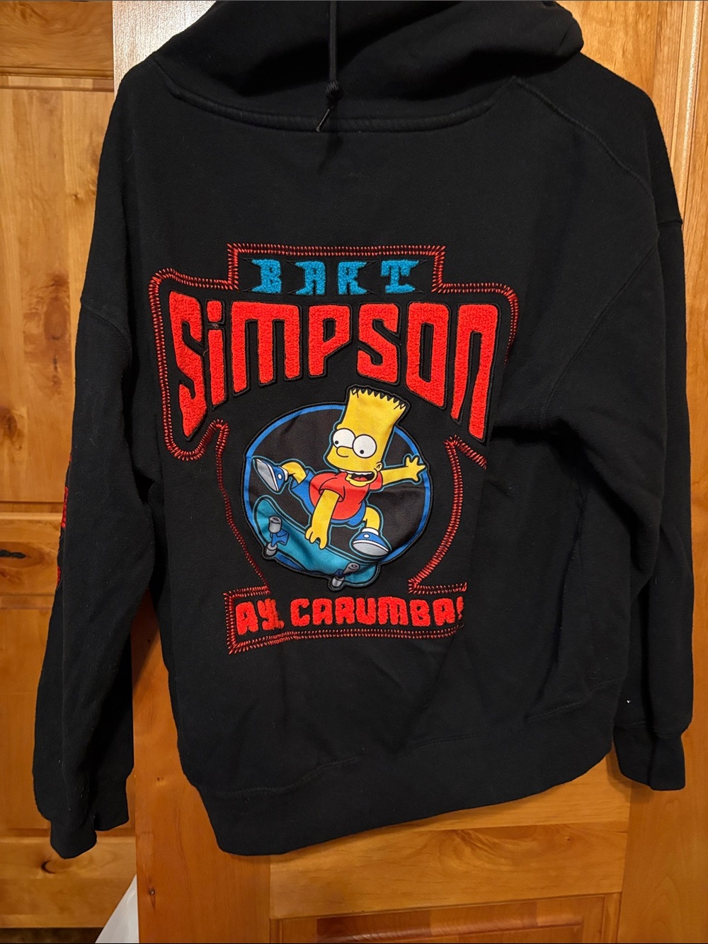 Black Graphic Bart Simpson Pullover Hoodie Sweatshirt